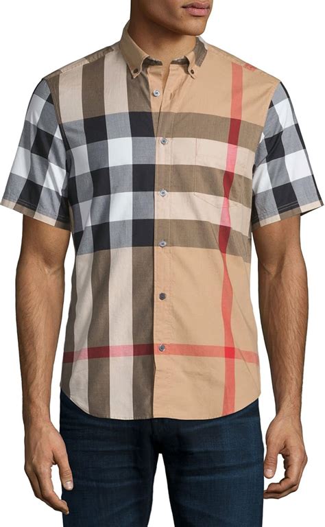 burberry men's short sleeve shirt ribbed|burberry short sleeve button up.